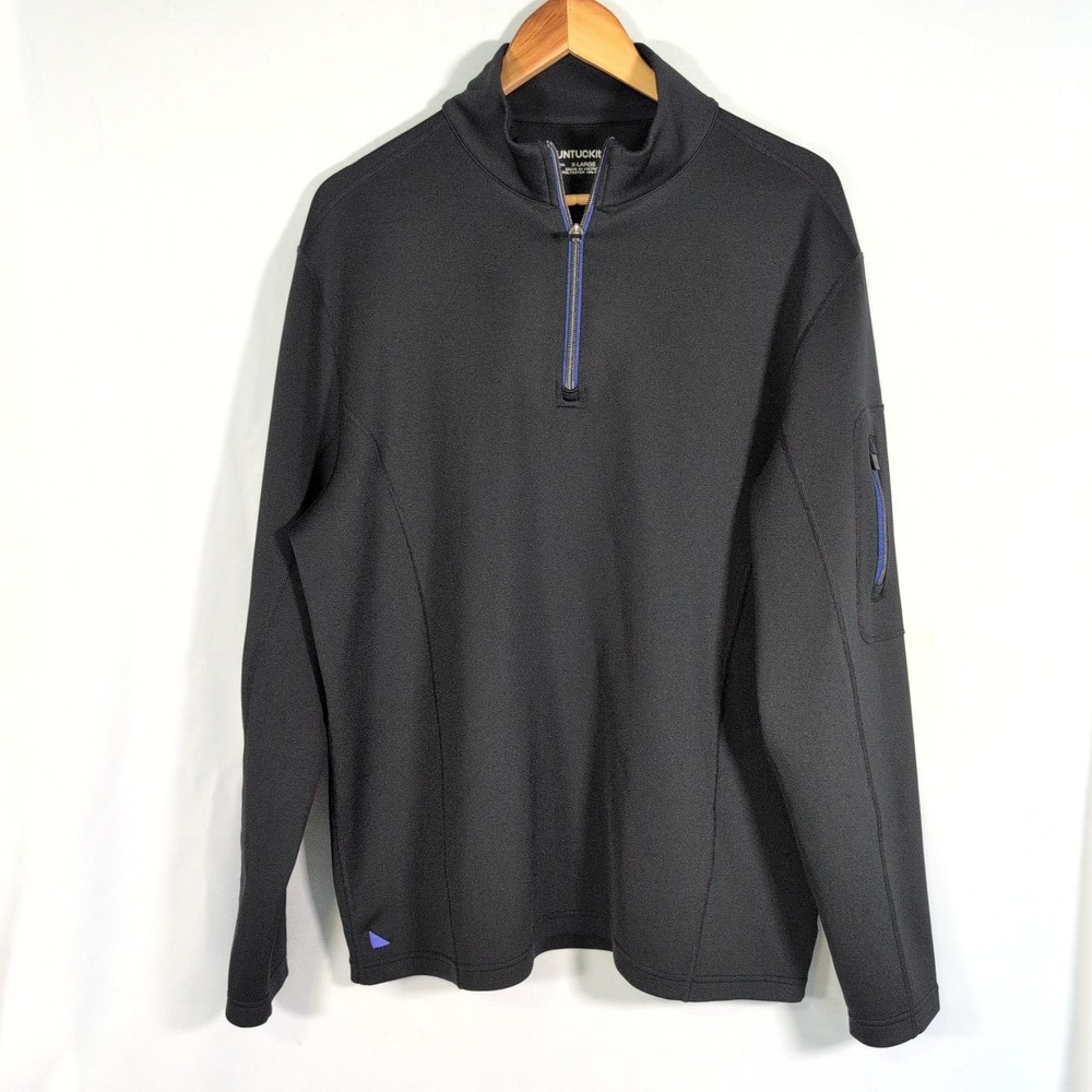 UNTUCKit Mazzano Pullover Mens XL Black Quarter Zip Sweater Casual Collar
